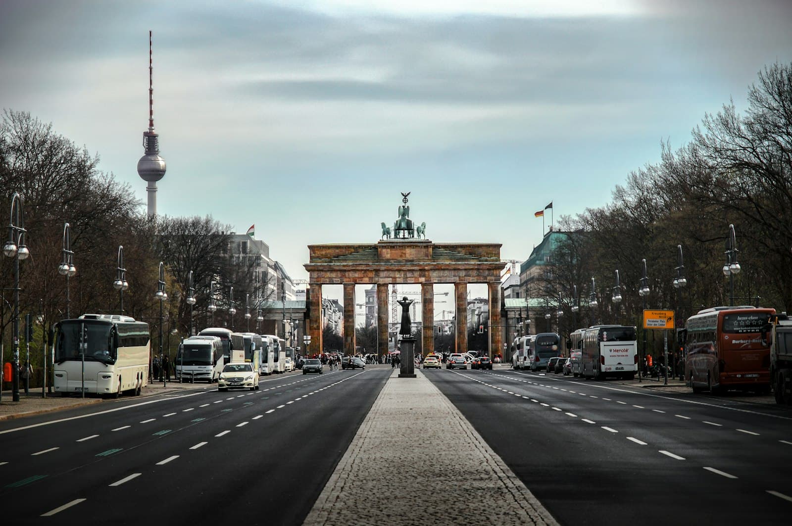The Brandenburg Gate and the TV Tower in Berlin