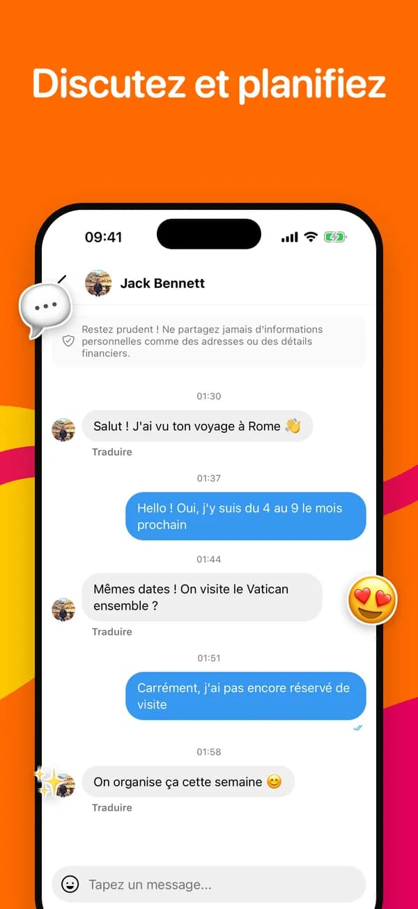 Discussion avec traduction en un toucher