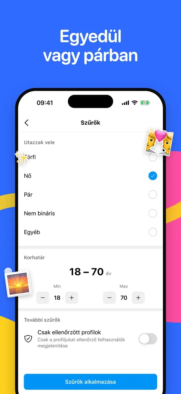 Szűrők útitársakra, korhatárra és ellenőrzött profilokra