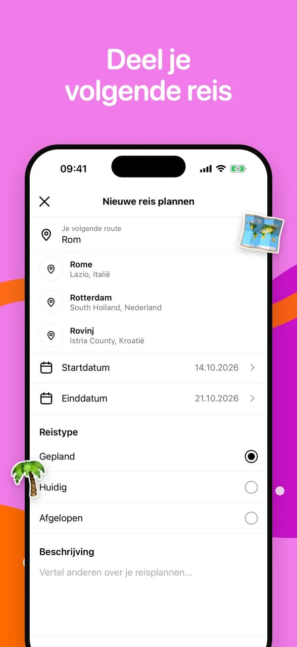 Een nieuwe reis plannen met stadssuggesties en data