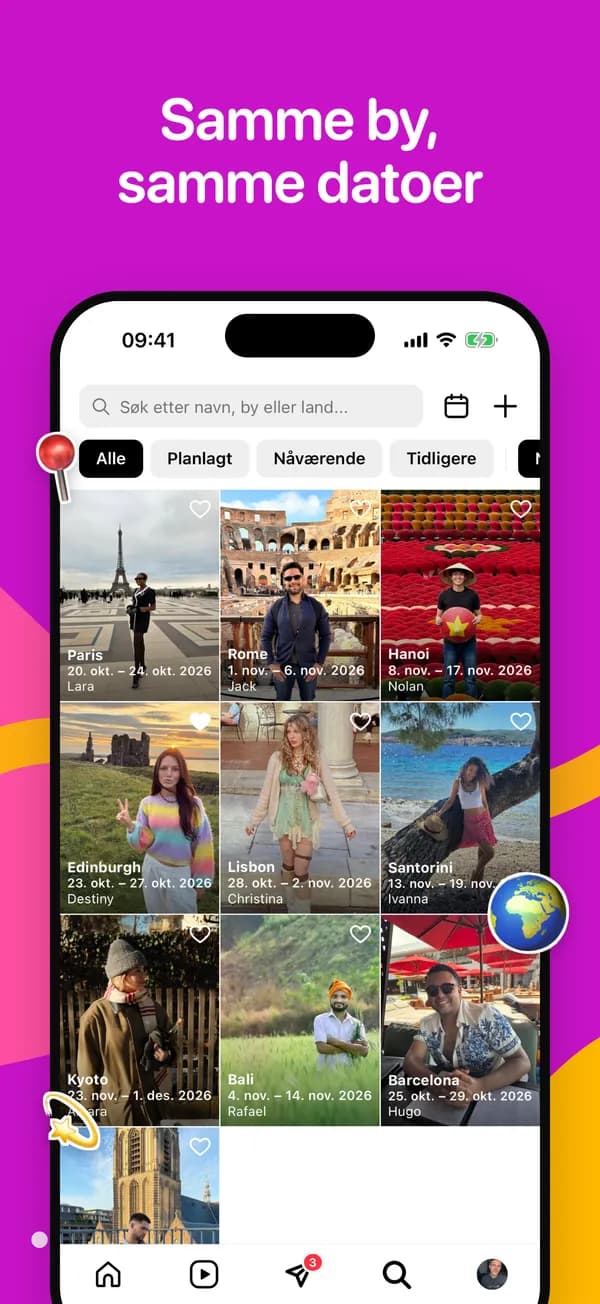 Utforsk reiser, filtrert på by og datoer