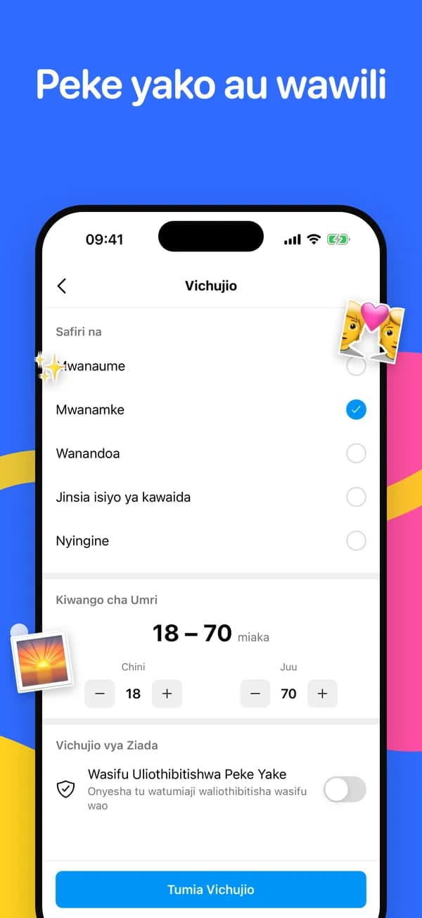 Vichujio vya wenzi wa kusafiri, kiwango cha umri na wasifu uliothibitishwa