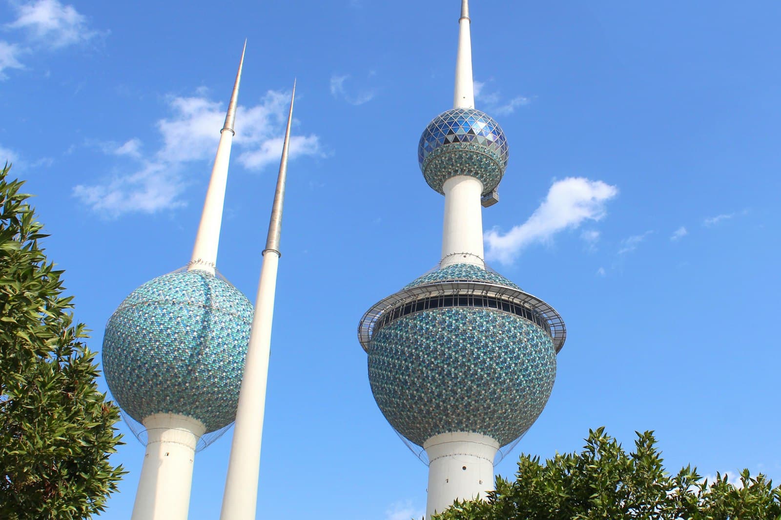The Kuwait Towers under a blue sky
